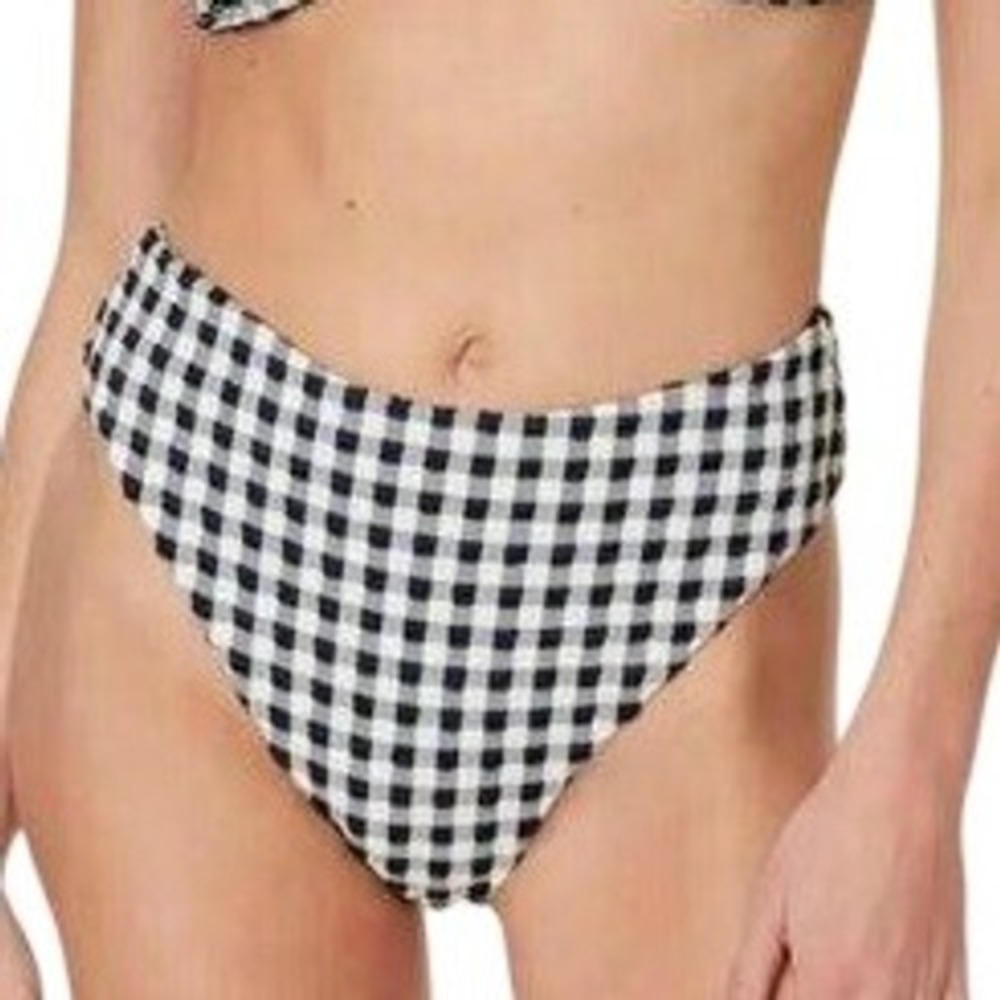 Andie Swim 90s High Waisted Bikini Bottom Twilight Gingham XS NWT